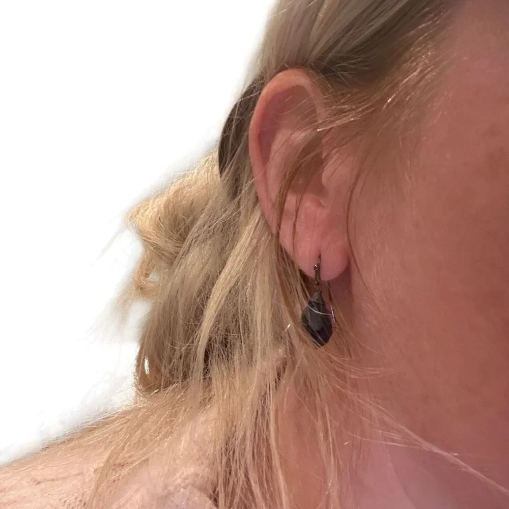 Anthropologie Blue glass dangle earrings